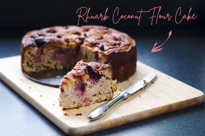 coconut flour rhubarb cake